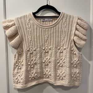Zara NWOT Cap Sleeve Crop Sweater